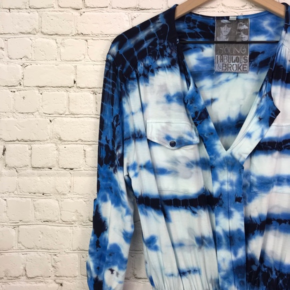 You Fabulous and Broke Blue TieDye Romper - Picture 5 of 8